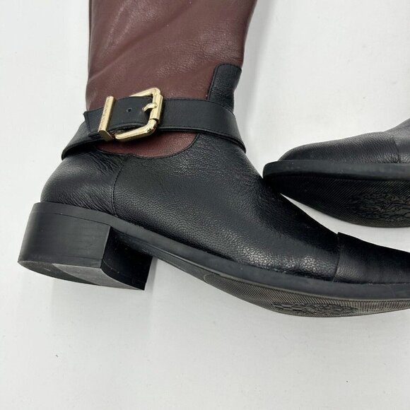 Vince Camuto Leisha Brown Black Leather 6.5 M 36.5 Knee High Riding Boots - Picture 3 of 13